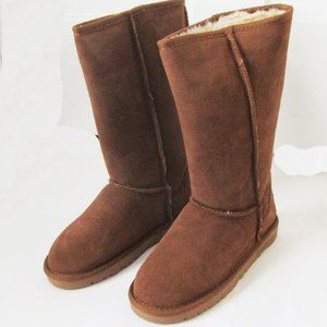 Women TPR Sole Winter Medium Boots Suede Upper in BROWN SZ5